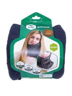 Trtl dark gray Neck Support Travel Pillow with internal plastic brace, New